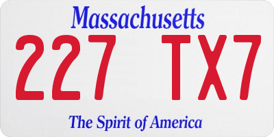 MA license plate 227TX7