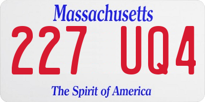 MA license plate 227UQ4