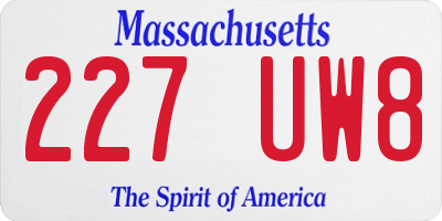 MA license plate 227UW8
