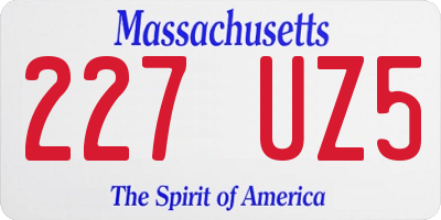 MA license plate 227UZ5