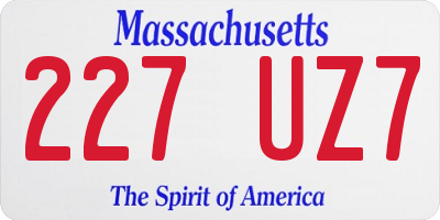 MA license plate 227UZ7