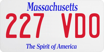 MA license plate 227VD0