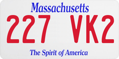 MA license plate 227VK2