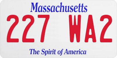 MA license plate 227WA2