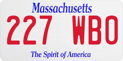 MA license plate 227WB0