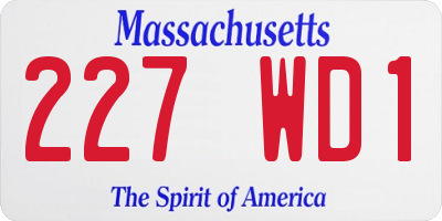 MA license plate 227WD1