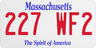 MA license plate 227WF2