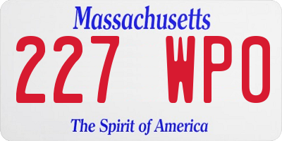 MA license plate 227WP0