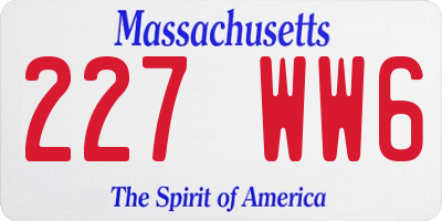 MA license plate 227WW6