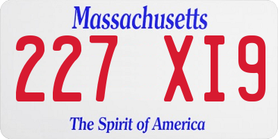 MA license plate 227XI9