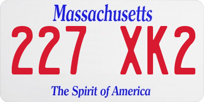 MA license plate 227XK2