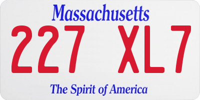 MA license plate 227XL7