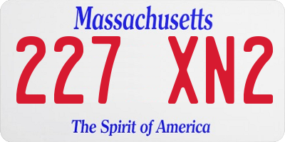 MA license plate 227XN2