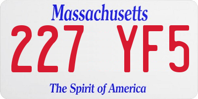 MA license plate 227YF5