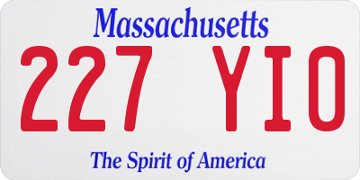 MA license plate 227YI0