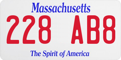 MA license plate 228AB8