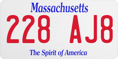 MA license plate 228AJ8