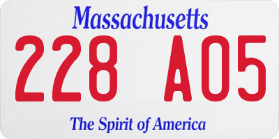 MA license plate 228AO5