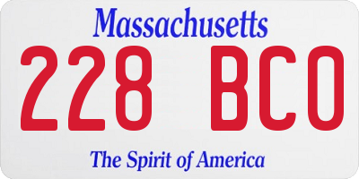 MA license plate 228BC0