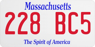 MA license plate 228BC5