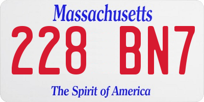 MA license plate 228BN7