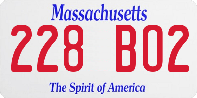 MA license plate 228BO2