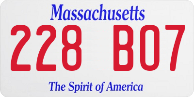 MA license plate 228BO7