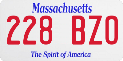 MA license plate 228BZ0