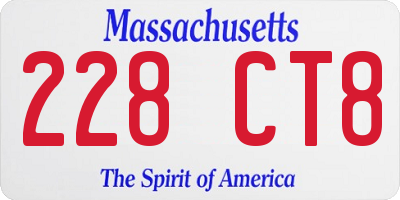 MA license plate 228CT8