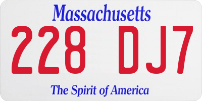 MA license plate 228DJ7