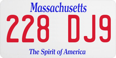 MA license plate 228DJ9
