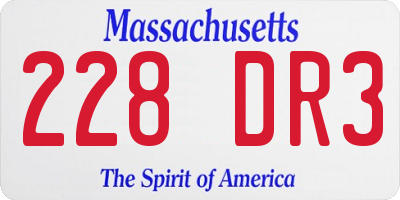 MA license plate 228DR3