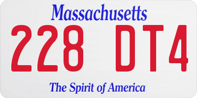 MA license plate 228DT4