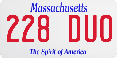 MA license plate 228DU0