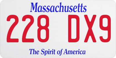 MA license plate 228DX9