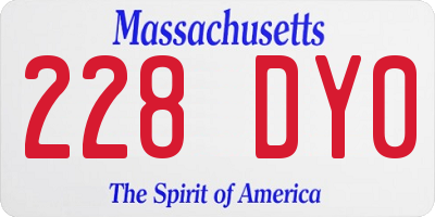 MA license plate 228DY0