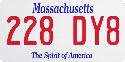 MA license plate 228DY8