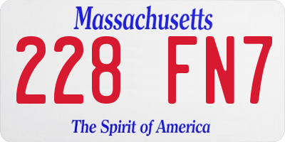 MA license plate 228FN7