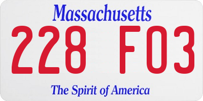 MA license plate 228FO3