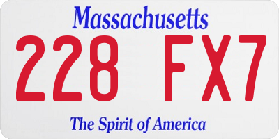 MA license plate 228FX7