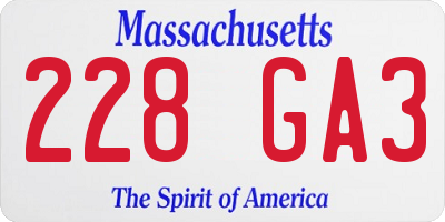 MA license plate 228GA3