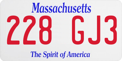 MA license plate 228GJ3