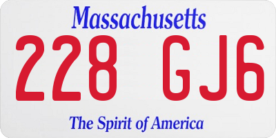 MA license plate 228GJ6