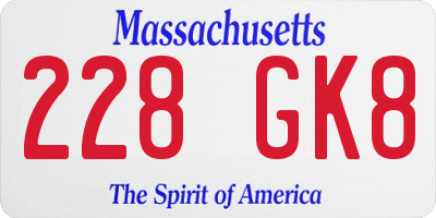 MA license plate 228GK8