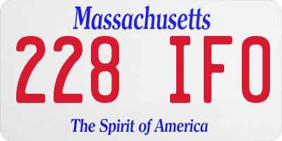 MA license plate 228IF0