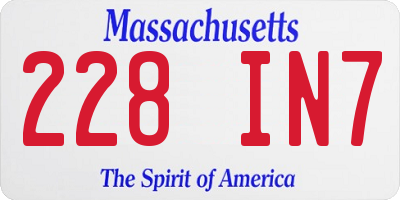 MA license plate 228IN7