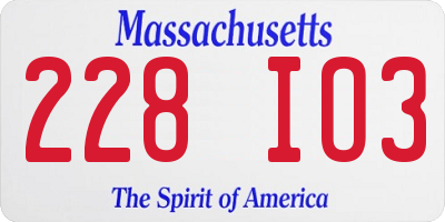 MA license plate 228IO3