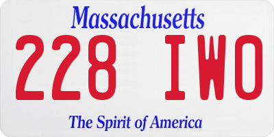 MA license plate 228IW0