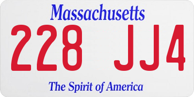 MA license plate 228JJ4
