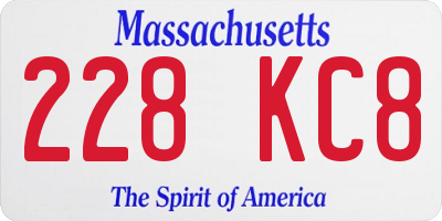 MA license plate 228KC8